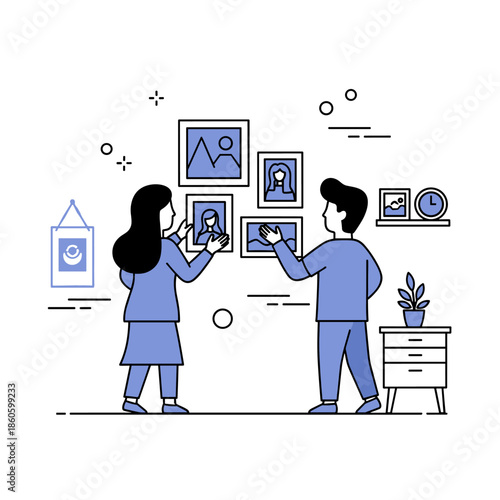 Asian young adults viewing art in gallery setting