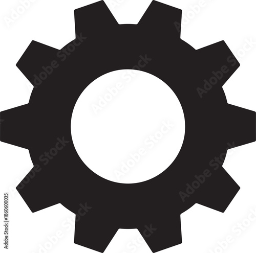 Black Silhouette of a Gear with a Circular Center white