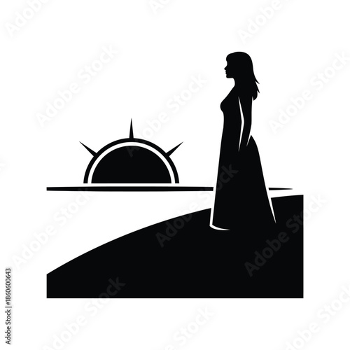 Person Walking Toward Sunset Silhouette