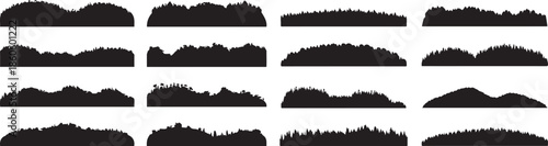 black grass silhouette set landscape design elements vector, grass silhouettes isolated on white background, natural grass shapes silhouette collection