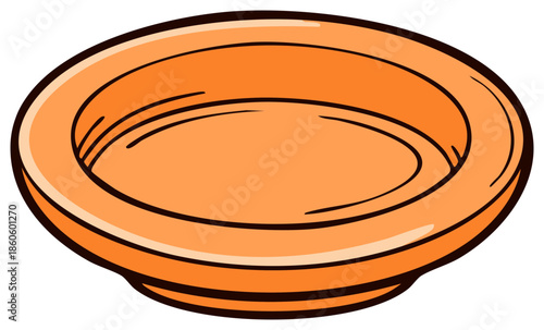 Orange Ceramic Serving Dish Simple Graphic Pottery Kitchenware Design