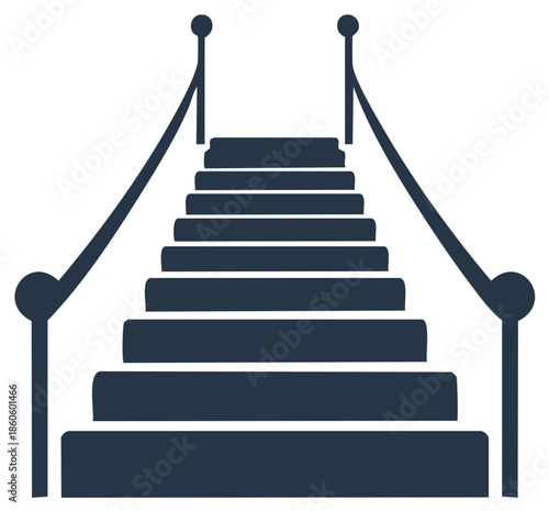 Isolated staircase with railing, stairway with steps to the top, concept of progress