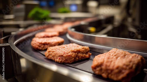 A stainless steel food-processing conveyor belt gliding perfectly uniform produce under automated sensors — hygienic manufacturing, commercial-grade equipment, and high-efficiency industrial