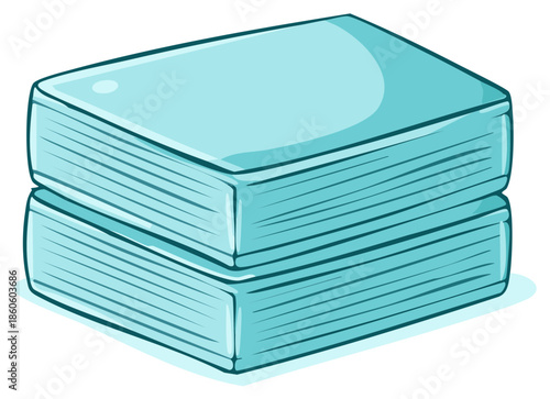 Two stacks of light blue blank sheets of paper in pile