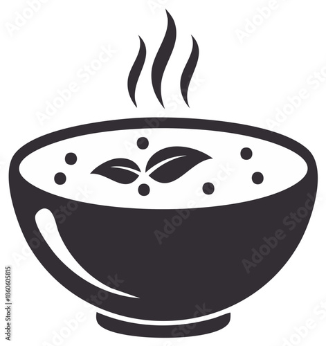 Hot Soup Bowl with Herbs and Steam Ascending Graphic