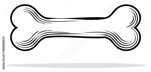 Minimalist Dog Bone Illustration: Simple Black and White Vector Graphic Pet Treat