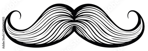 Stylized Illustration of a Mustache. Vector Art in Black and White