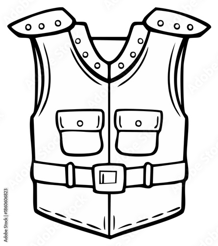 Cartoon Illustration of a Medieval Knight's Chest Armor with Belt