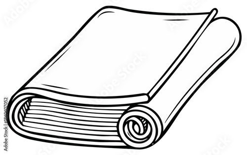 Hand-drawn closed blank book or sketchbook illustration in outline for artistic design projects