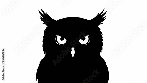Intense silhouette of an owl with piercing eyes, conveying wisdom and mystery.