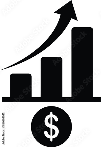 Financial growth illustrated with a rising bar graph and dollar sign icon