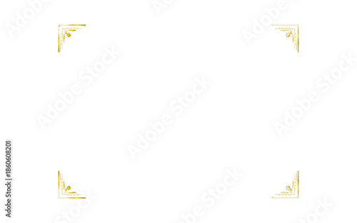 Ornate golden corner flourish elements for vintage frame design isolated on transparent background