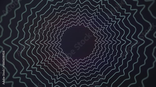 An abstract sci-fi portal of pulsating sound waves. Seamless 4K loop. A minimalist, monochrome background for music, VJing, and tech themes