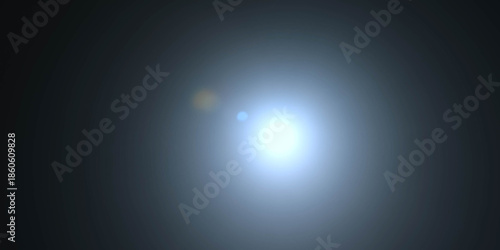 Billede på lærred A glowing blue spotlight on a dark gradient background creates a soft flare effect with a centered glow