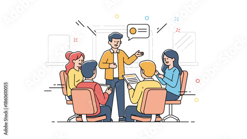 Diverse team meeting: young adults collaborating in office setting