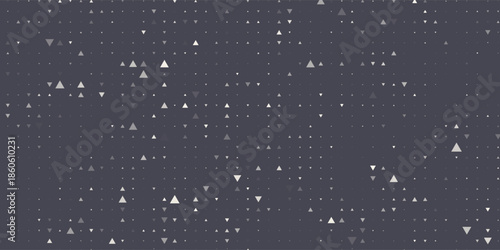 Triangular Halftone Texture Retrowave Vector Geometric Technology Abstract Background. Half Tone Triangles Retro Colored Pattern.