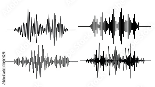 Visual representation of sound waves displaying varying frequencies and amplitudes