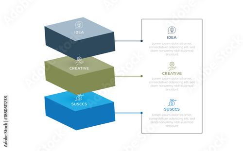 3D Vector Infographic. Presentation slide template. Creative infographic design with icons. 4 layers infographic template design
