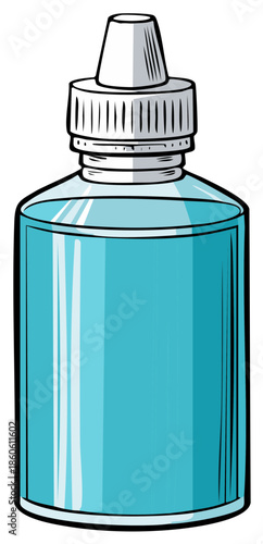 Blue Liquid Dispenser Bottle with Dropper Cap Cartoon Vector Illustration