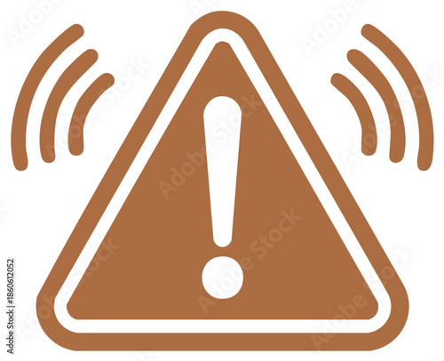 Alert sign with exclamation mark and sound waves indicating warning or notification
