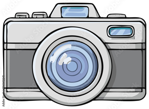 Cartoon Digital Photography Camera Isolated Front View Illustration Graphic Art