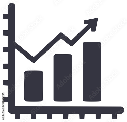 Hand Drawn Business Growth Chart Icon Illustration Showing Upward Trend