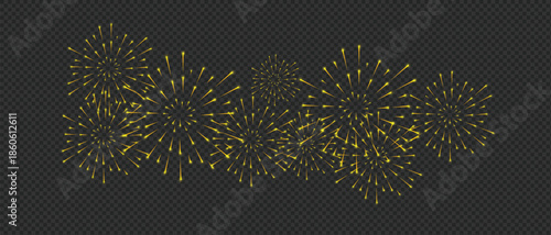 Golden fireworks bursts sparkling vibrantly against a dark sky, perfect for celebrations