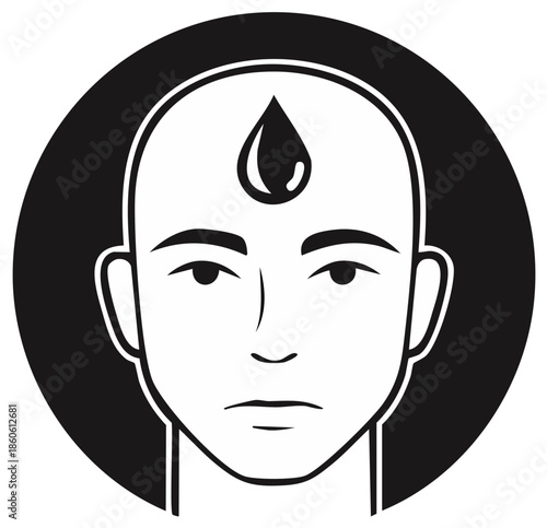 Symbolic representation of spiritual enlightenment or wisdom with a forehead drop