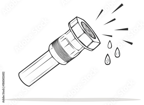 Leaking Pipe Fitting Outline Style with Dripping Water Drops Plumbing Issue Leakage Problem