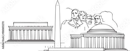 PriArchitectural sketch of classical buildings with columns and domesnt