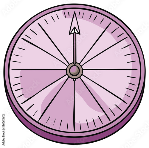 Vibrant Pink Game Spinner Dial with Upward Pointing Arrow and Radial Markings for Choice Selection