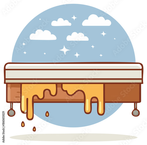 Illustration of melting cheese dripping from a food warmer