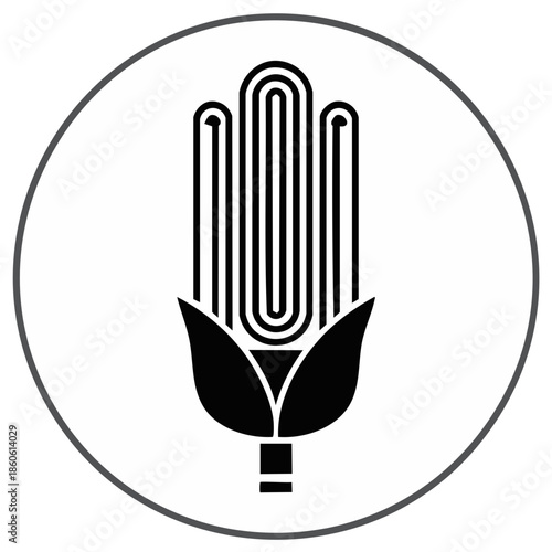 Stylized Corn Cob Icon with Abstract Design in Circle