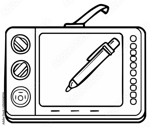 Digital Drawing Tablet with Stylus and Control Knobs for Creative Professionals