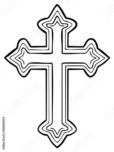 Wallpaper Mural Outlined religious cross symbol, simple graphic for faith and spirituality Torontodigital.ca