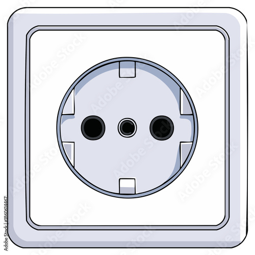 European Type F Schuko Electrical Wall Outlet with Three Circular Holes