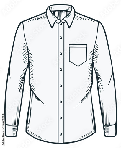 Wallpaper Mural Outline illustration of a dress shirt. A classic business shirt with long sleeves and a pocket Torontodigital.ca