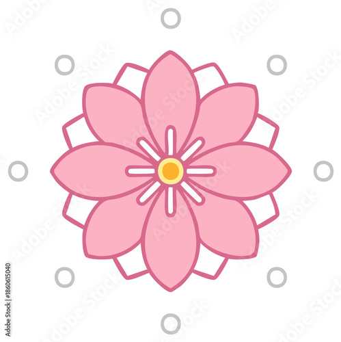 Wallpaper Mural Stylized Pink Flower with Geometric Petals and Subtle Circles Torontodigital.ca