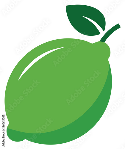 Fresh green lime with leaf simple flat icon