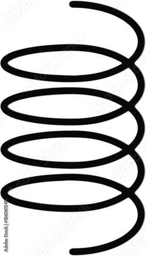 Black spiral spring coil simple graphic illustration representing elasticity and tension isolated on a white background