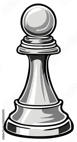 Classic Silver Chess Pawn Illustration Strategy Game Piece
