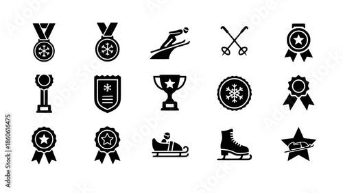 Versatile Pack of Sporting Achievement, Competition, and Winter Recreation Vector Icons