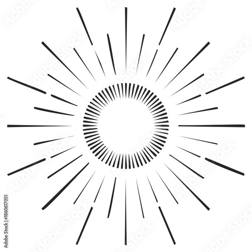 Abstract Burst of Sunlight Rays Radiating from a Circular Center