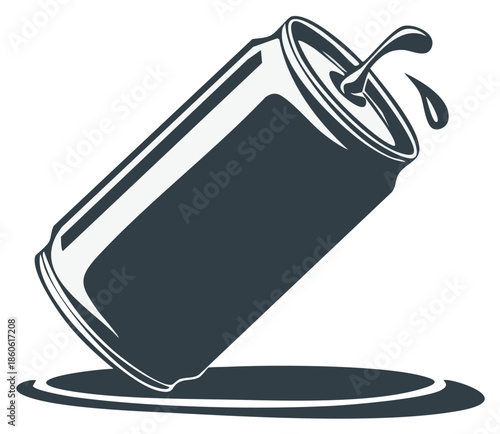 Soda Can Spilling Beverage Illustration Icon