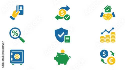 Financial icons set banking investment and economic concepts