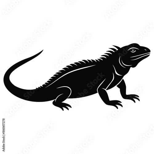 Generative Design Exotic Iguana Silhouette Tropical Lizard Wildlife Graphic