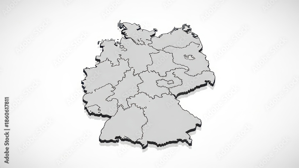 Obraz premium Minimal Monochrome Map Outline of Germany with States.