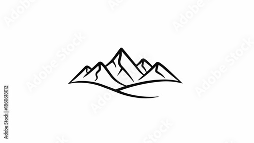Minimalist mountain range line art illustration.