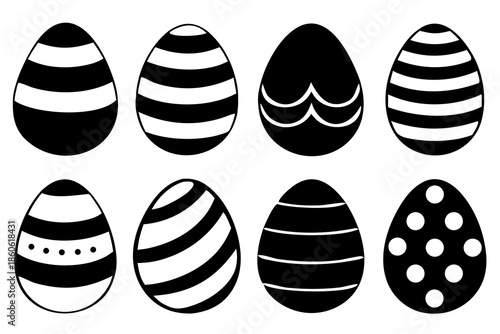 Easter eggs silhouette vector Set, Eggs silhouette vector Set, Easter Eggs vectors illustration