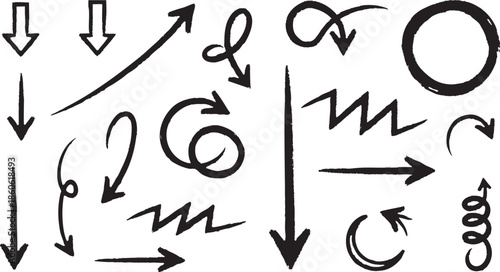 Hand drawn arrows and mathematical symbols